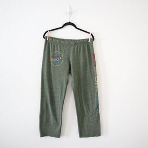 Aviator Nation Size XL Cropped Cutoff AV Sweatpants Marled Green